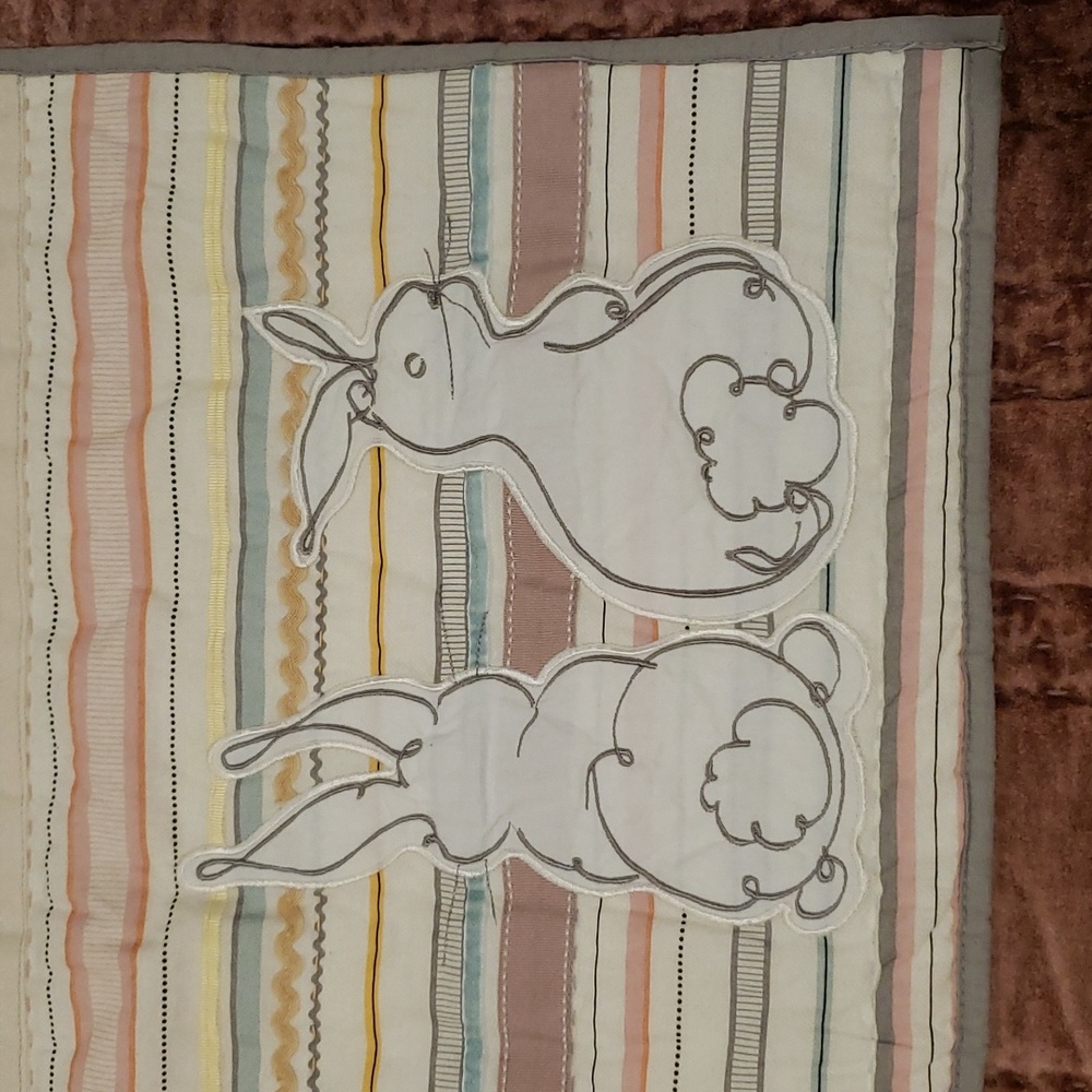 Bunny Rabbit Pastel Cotton Baby Crib Quilt Shabby Chic Easter Cottagecore
